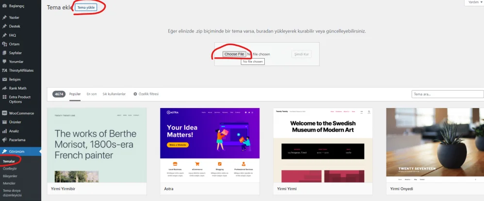 WordPress Tema Yükleme
