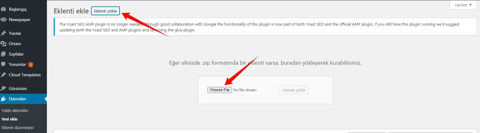 WordPress Eklenti Yükleme