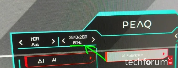 Peaq monitör 60Hz gösteriyor ayar yapamıyorum