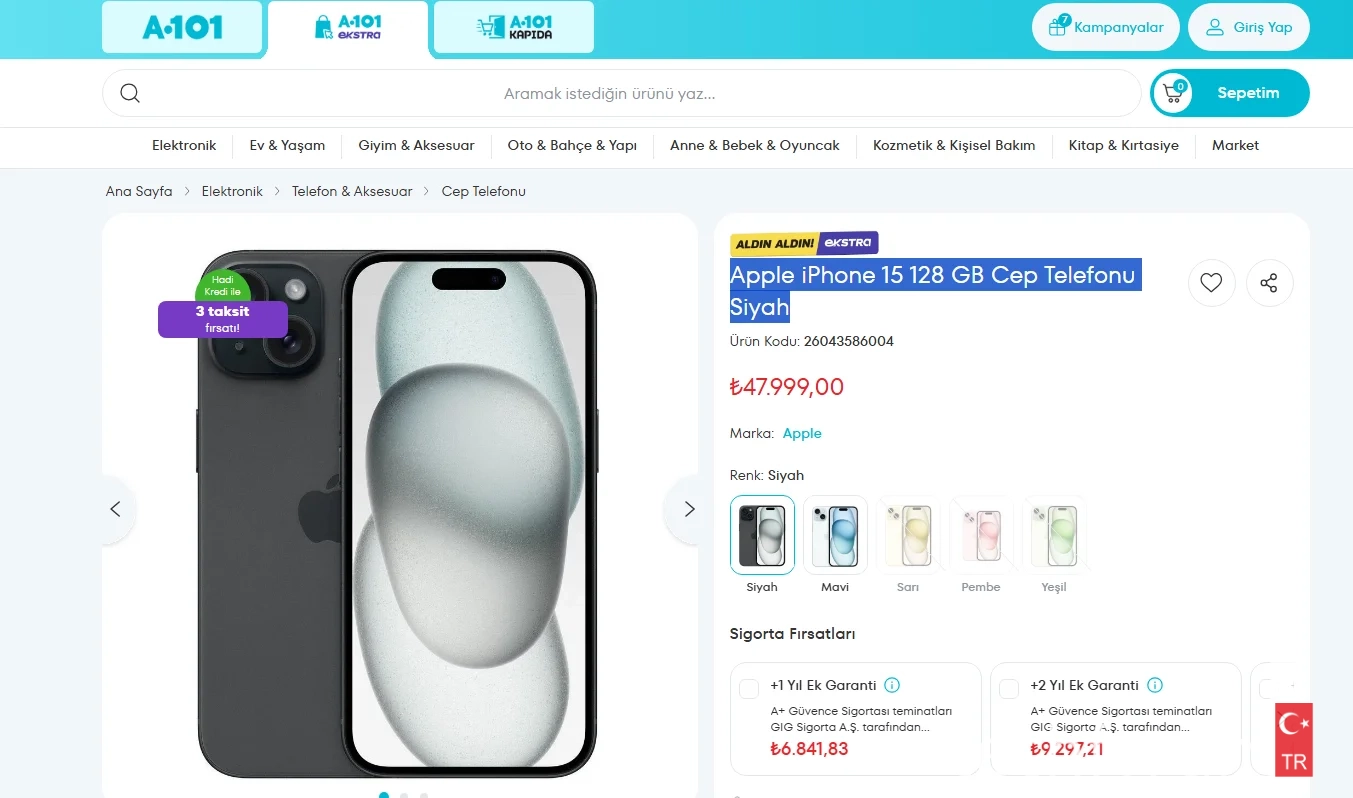 A101'de satılan Apple iPhone 15 128 GB Alınır mı?