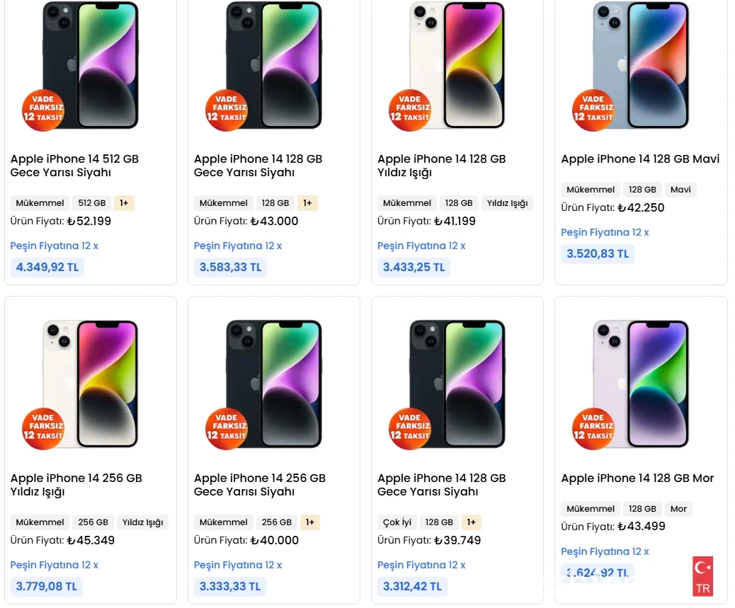 iPhone 14 fiyatları