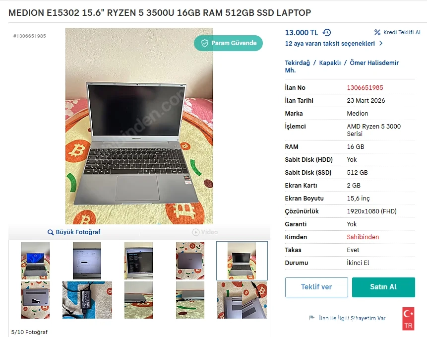 Medion laptop ikinci el alınır mı?