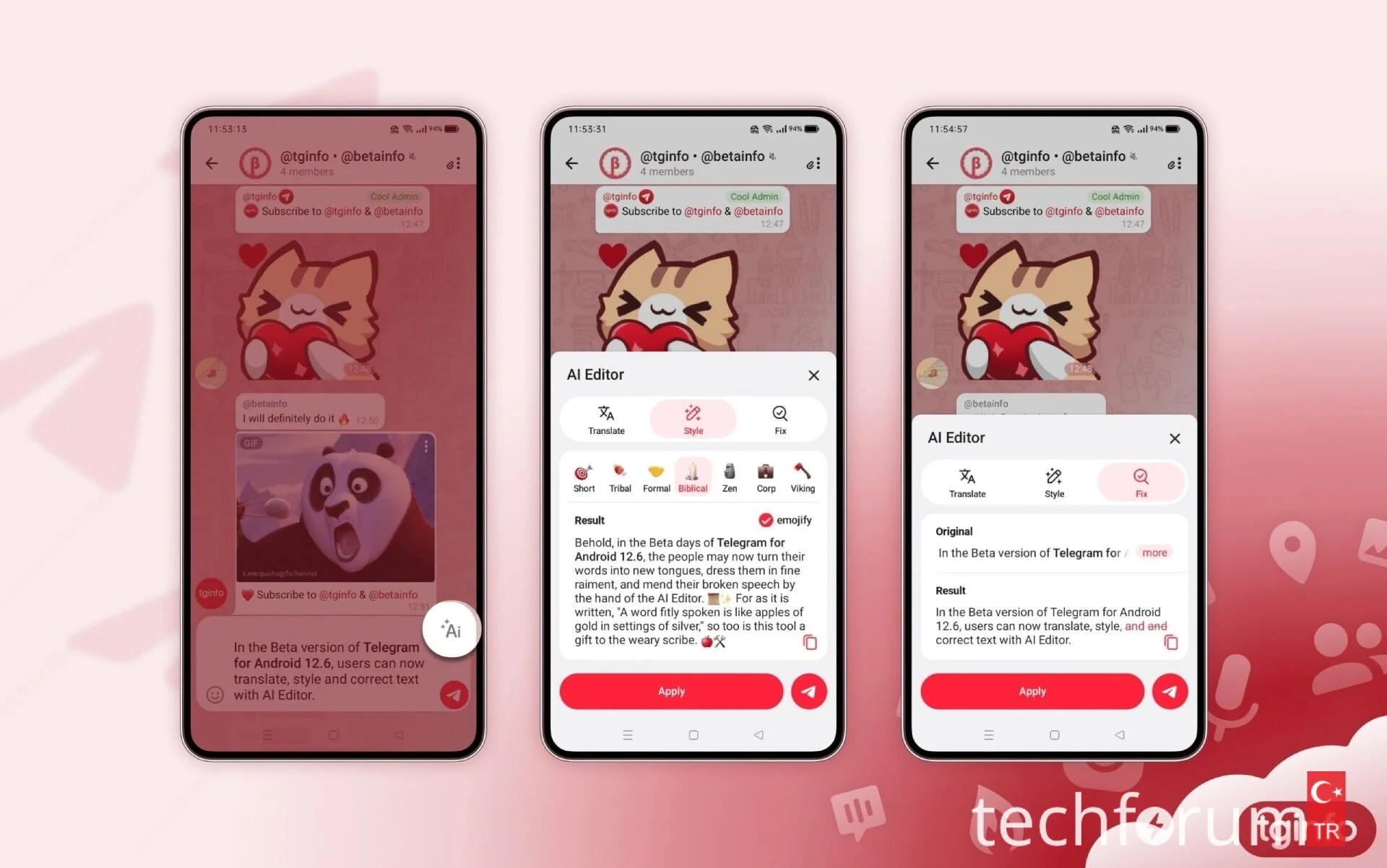 Konu 'Telegram'ın beta sürümüne yapay zeka destekli bir editör eklendi.'